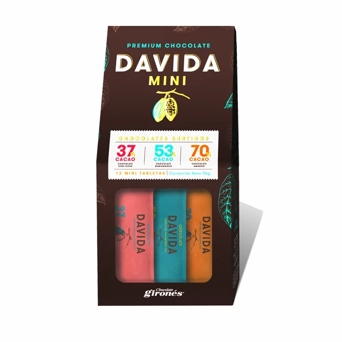 Оптовая продажа, сдержанный миниатюрный богатый шелковистый шоколад DAVIDA, какао 100% Премиум, колумбийское какао