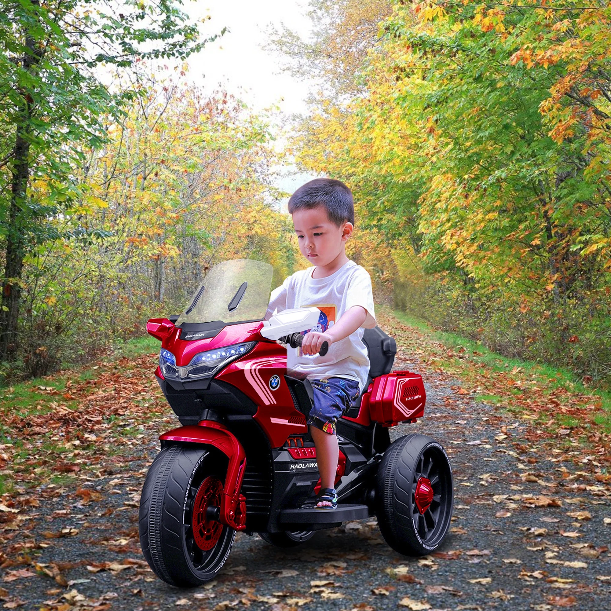Ride-on cars for kids motorbike two-seater learning toys 4WD 12V/7A/10A battery tricycle motorcycle 390W motor Pedal to the gas