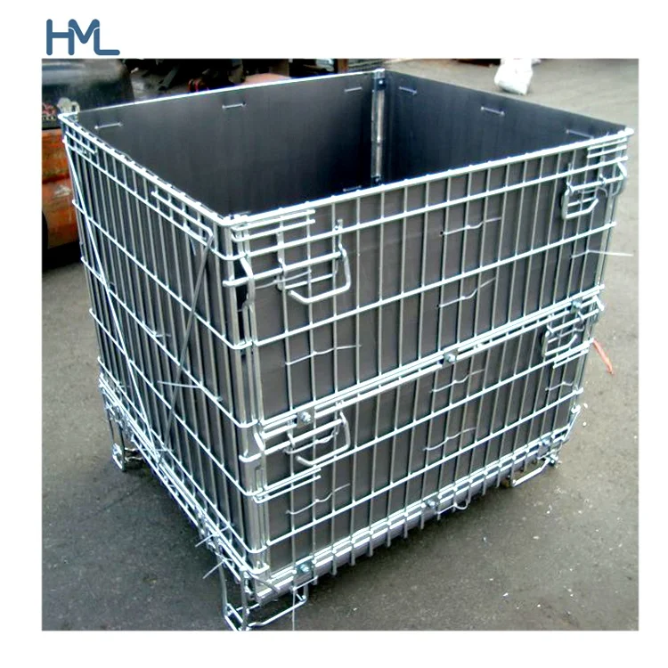Galvanized welded storage folding steel industrial collapsible pet preforms wire container for warehouse