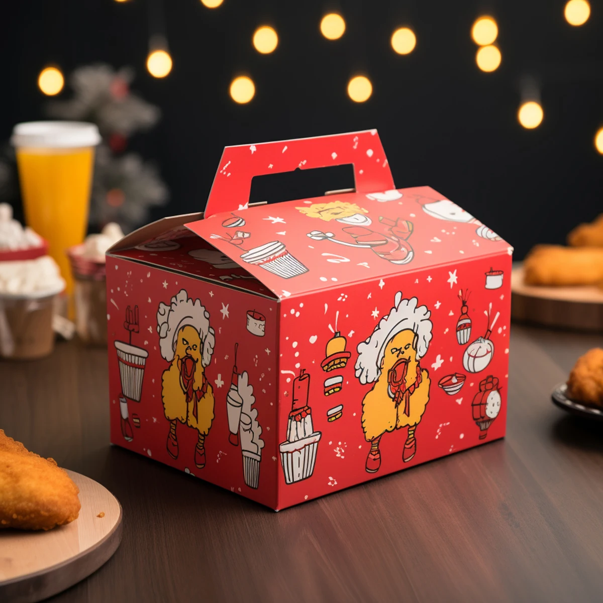 Takeout eco friendly custom logo lunch disposable Fried chicken portable food pastry kraft paper box