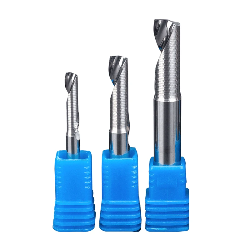 HUHAO Blue head shank 3.175-10mm diameter 1-10mm Aluminum one flute milling cutter alloy router cutter bit for CNC H07031003