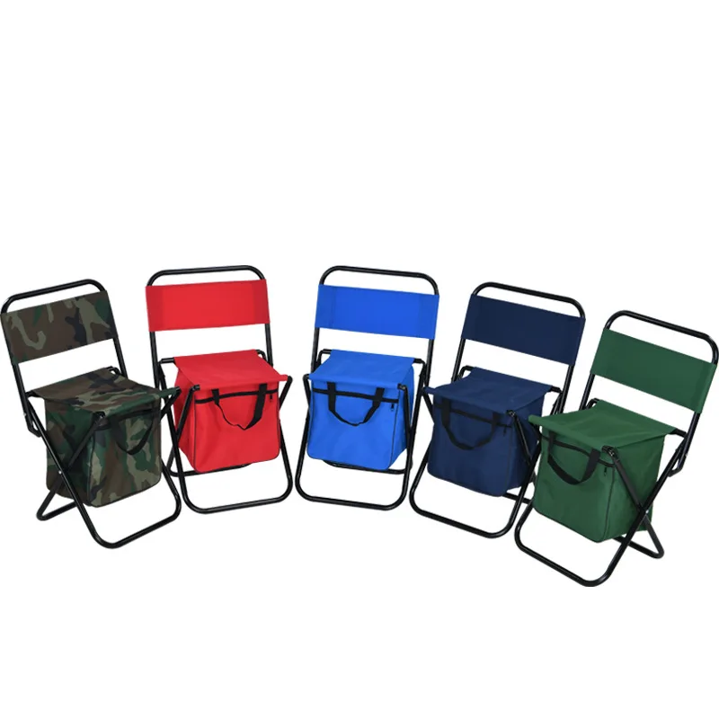 Customized Durable Lightweight Multi-color Double Layer Oxford Fabric Camping Fishing Chair with Cooler Bag