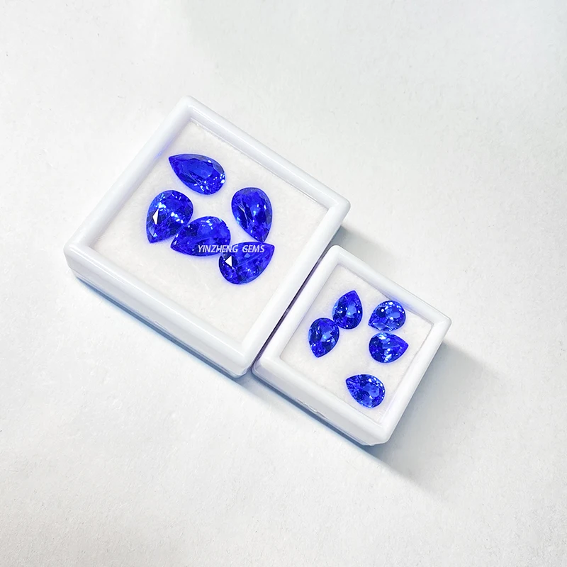 Custom Spinel Lab Grown Gemstone Ring Pendant Jewelry 5*7mm Pear Cut Blue Cobalt Spinel