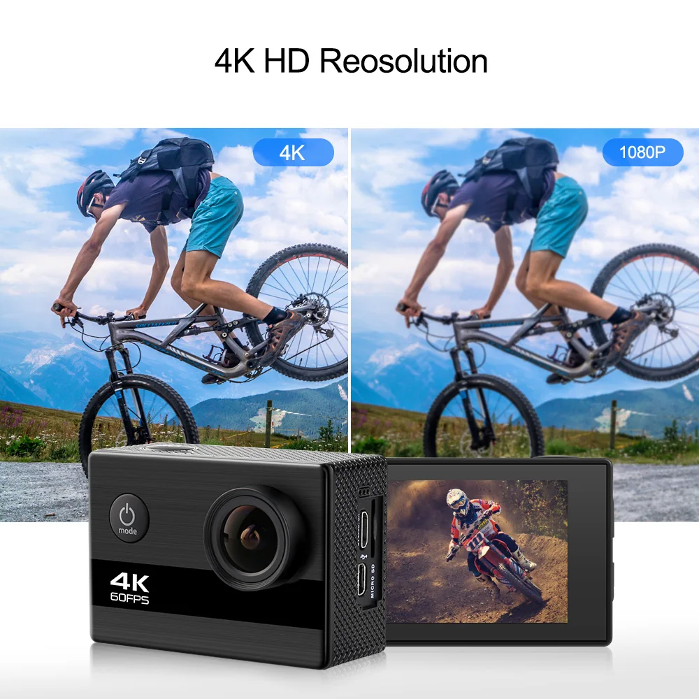 New  Manufacture OEM 24MP 4K/60FPS IMX386  action camera  Wifi waterpoof video sports camera 4K 60fps with image stabilizat
