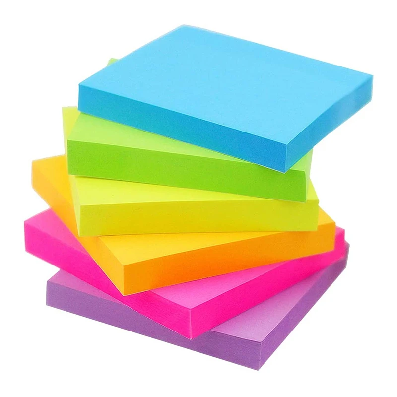 regular 75x75mm fluorescent colorful sticky notes custom printing sticky memo pads