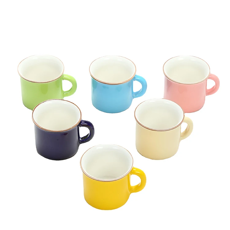 Wholesale Customized Logo Printing Coating Metal Ceramics  Drinkware Enamel Tea Cup Coffee Mug