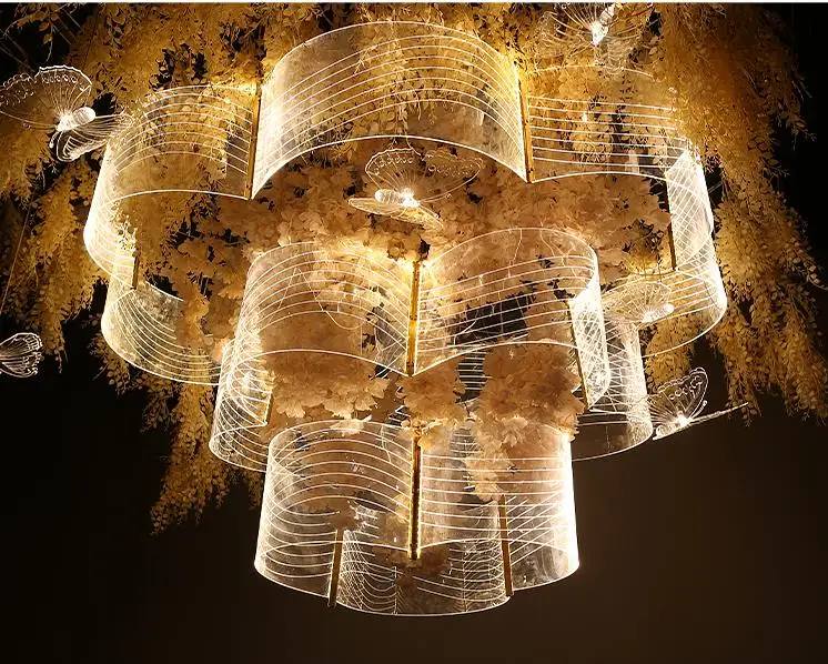 CeilingS100  Stage Ceiling hanging Hall led light decoration decorative large flower lights for wedding