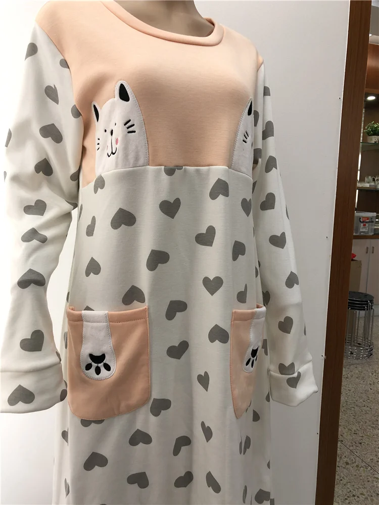 Arab Muslim Women Home Clothing Winter Medium Velvet Nightgown Casual Home Wear Night Dress