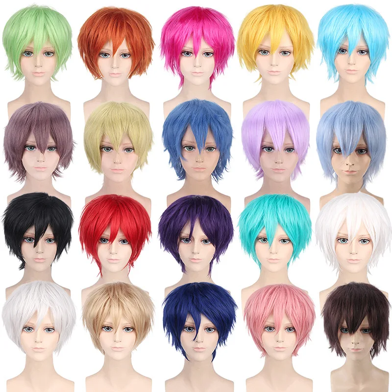 Blue Anime Cosplay Wig Short Synthetic Hair Halloween Christmas Party Costume Hero Wigs