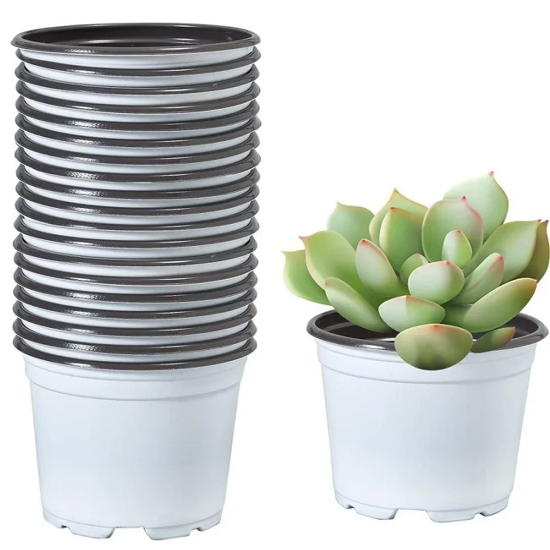 P1 Repot Succulents and Plants Plastic Box CLASSIC Round Pot Little Garden Plant Nursery Pots White Flower Seedling Starter Pots