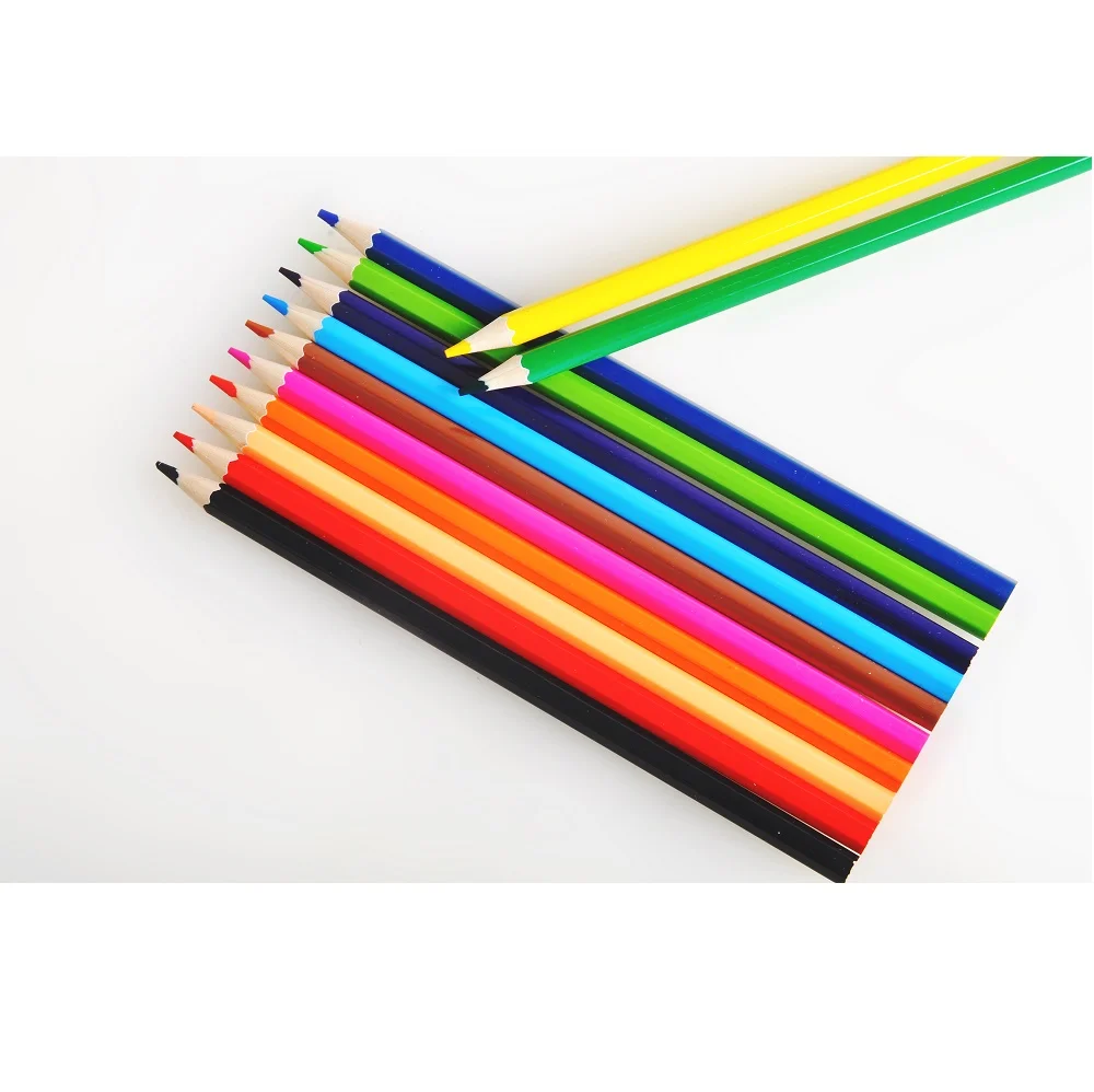 wholesale customized logo 7 inches basswood hexagonal 12 colors pencil for kids
