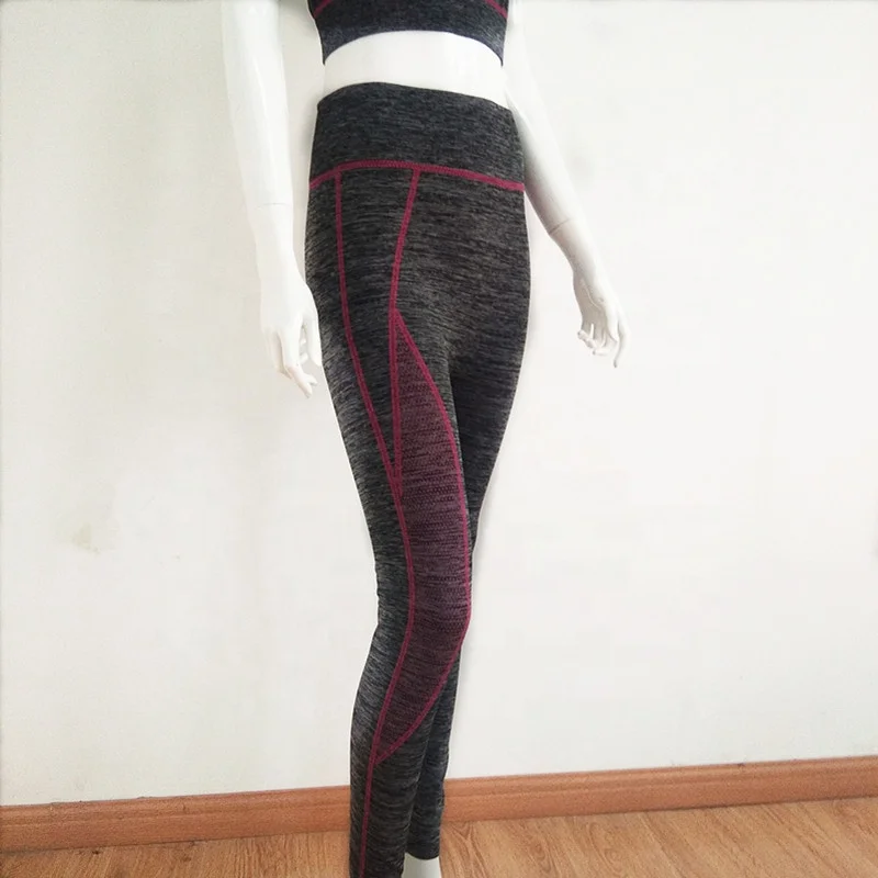 
Ladies seamless knitted top bra legging sports wear fitness clothes sexy yoga wear set 