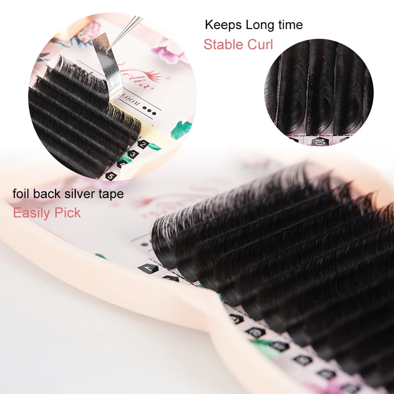 Yelix Private Label 0.03/0.05/0.07mm Mega Russian Volume Camellia Auto Fan Lashes Blooming Easy Fanning Eyelash Extensions