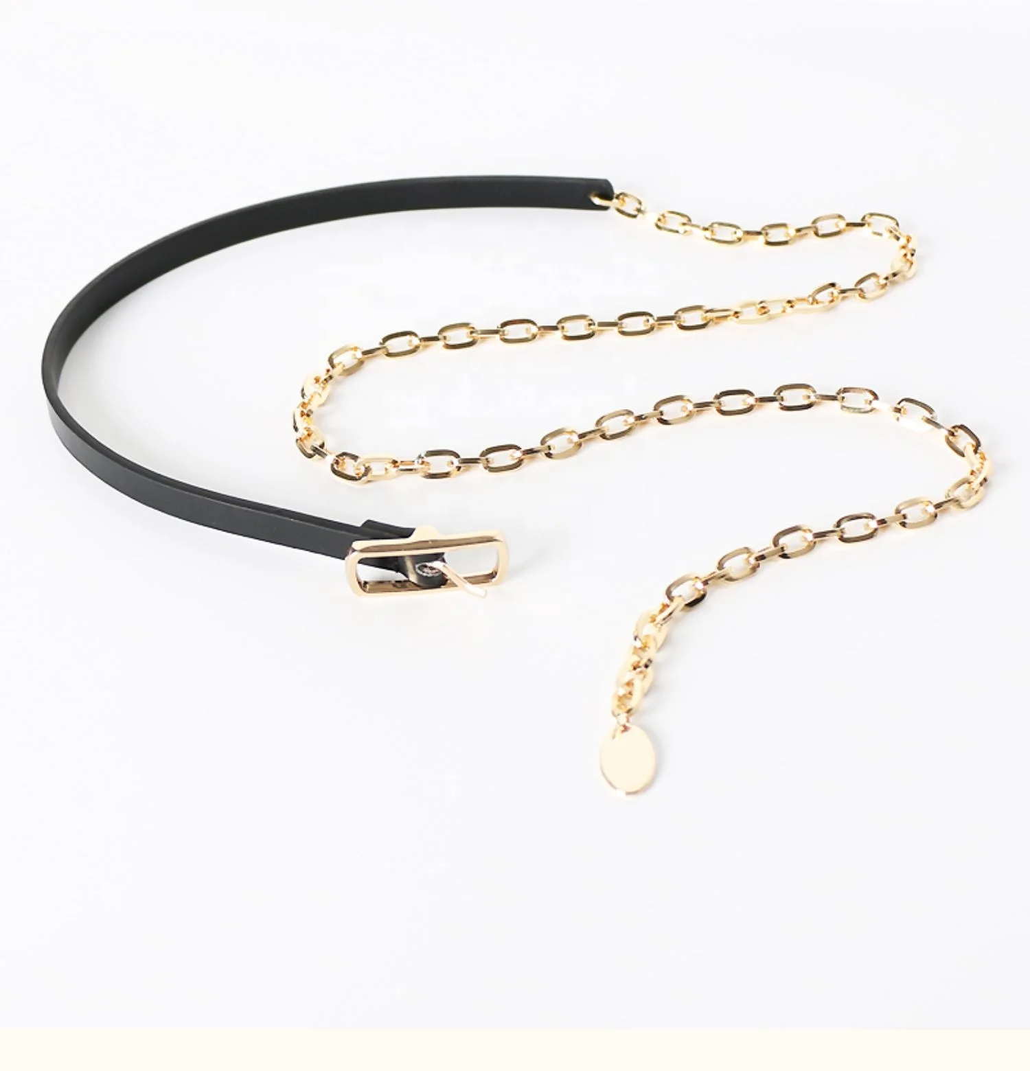 Fashion decorative belt double spelling PU alloy ladies metal waist chain