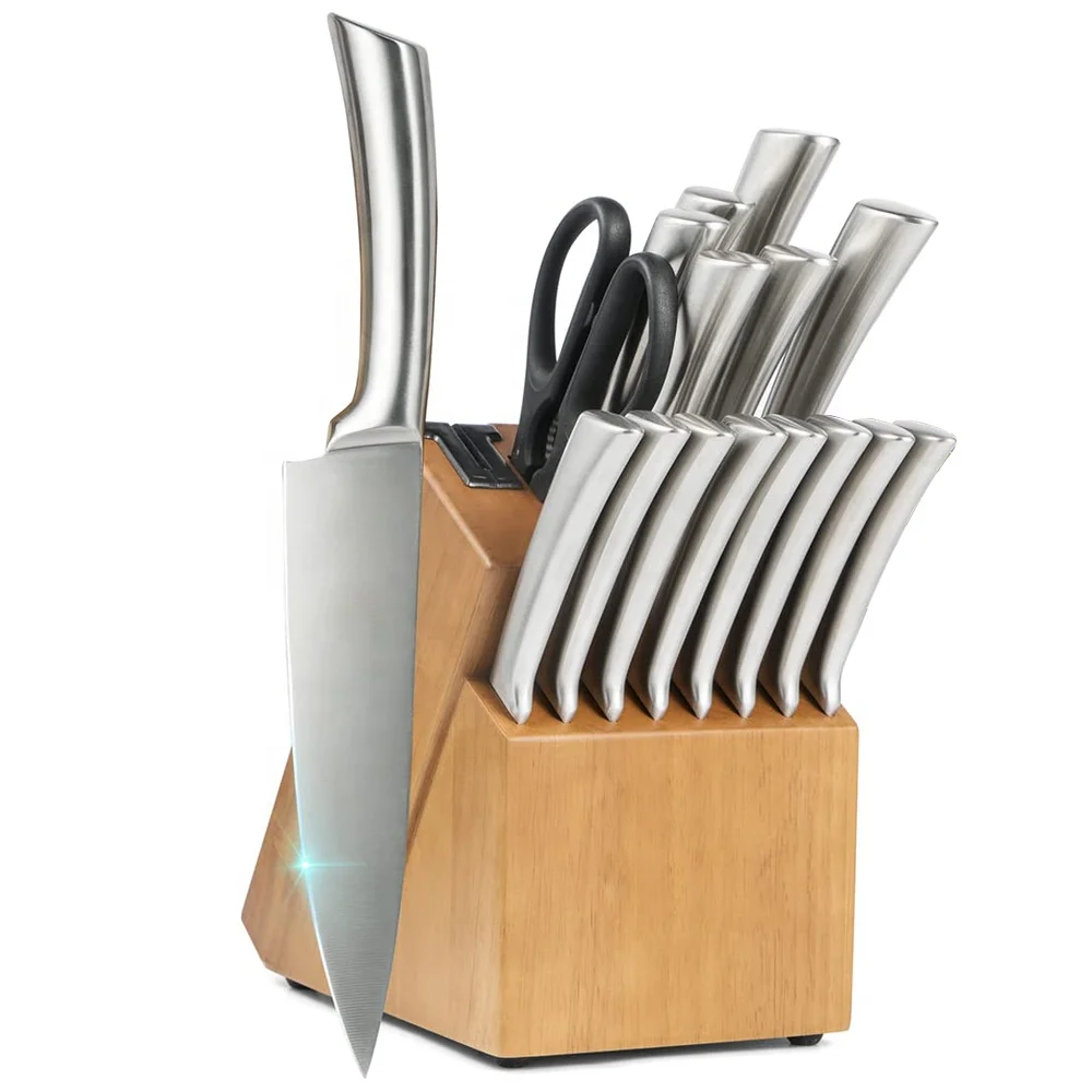 Professional facas de cozinha stainless steel kitchen knives chef kitchen knife set with wooden block