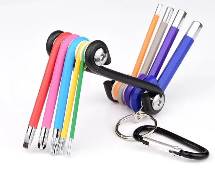 9pcs color allen key set folding wrench multi function hex key set for Bicycle Repair