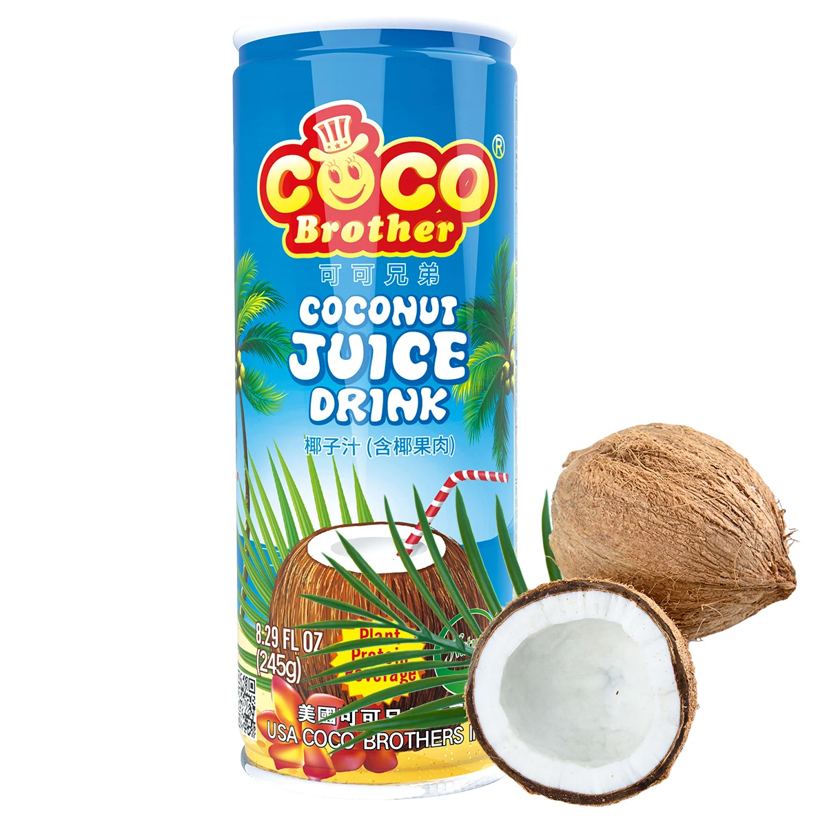 Private Label Coconut Juice drink canned beverage 245ml fruit juice