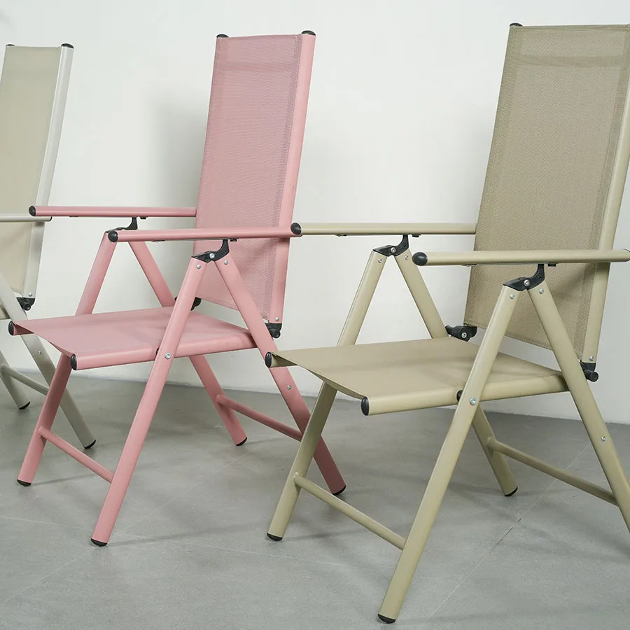 Cheap Comfortable Garden Lightweight Living Room Textilener Chair Steel/Aluminum Adjustable Outdoor Furniture Folding Chairs