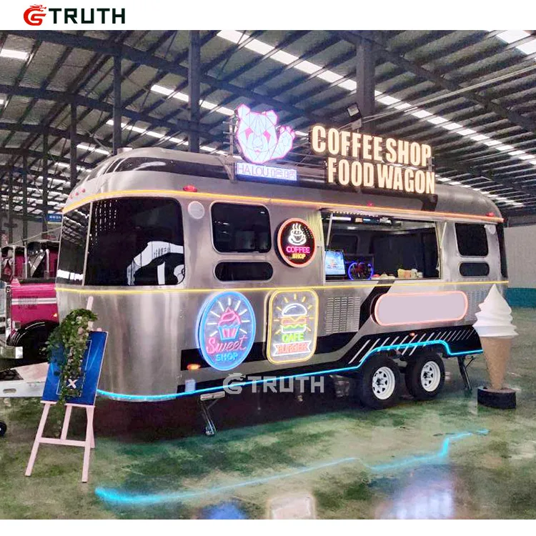 2021 new mobile electric coffee ice-cream food trailer with tow bar used food truck for sale USA