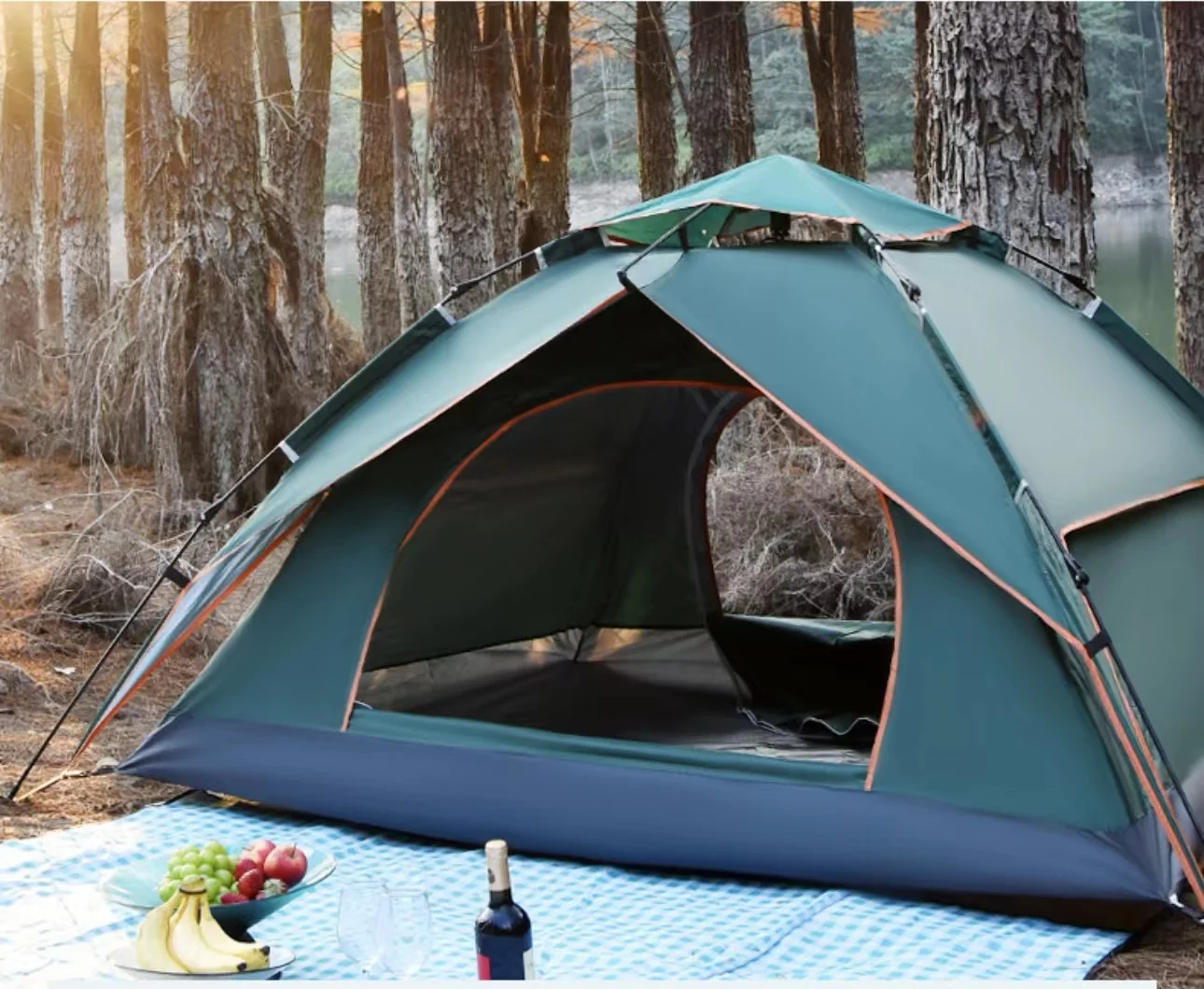 Tent outdoor camping automatic free installation of real double tent field travel courtyard portable mosquito tent