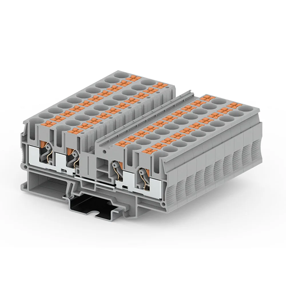 Spring din rail terminal blocks push in connector degson DS6-QU