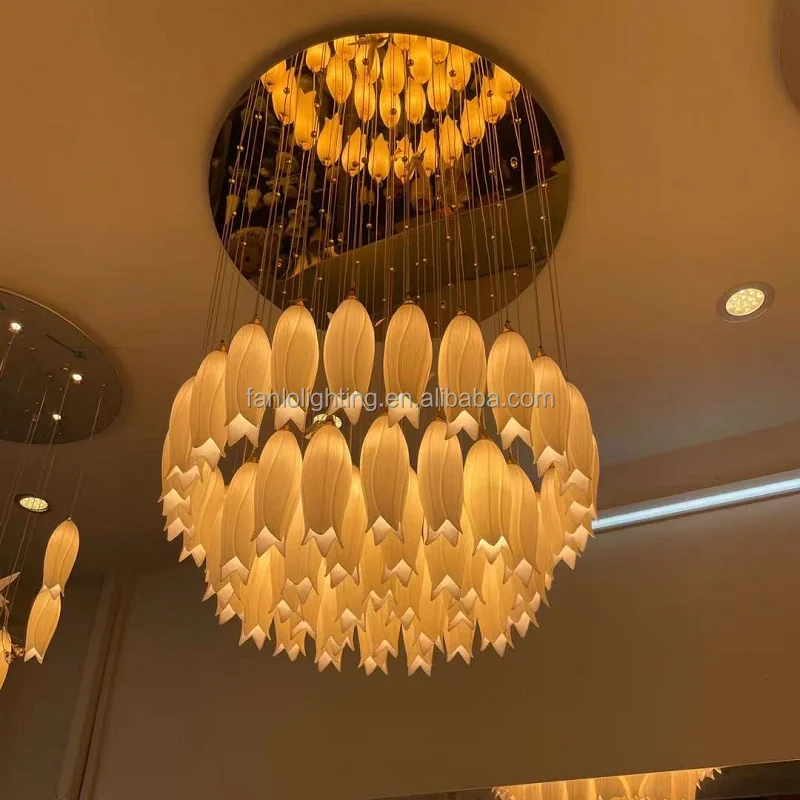 Nordic Flower Modern LED Ceramics Chandelier Lamp Tulip Pendant Light Hanging Lighting for Kitchen Island bar Wedding