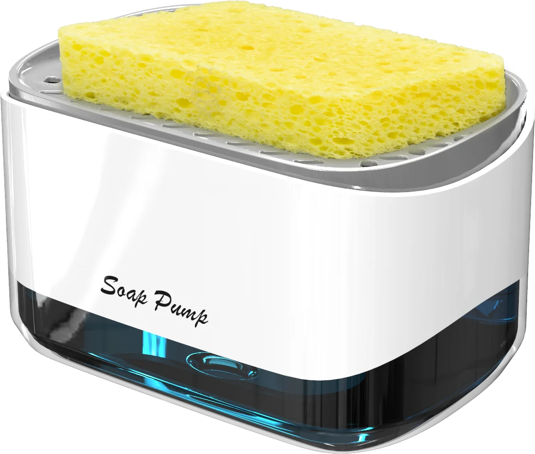New Arrival Creative Kitchen Soap Dispenser Box Sponge Holder Pump Sponge Caddy 2 in 1 Manual Press Liquid Soap Dispenser