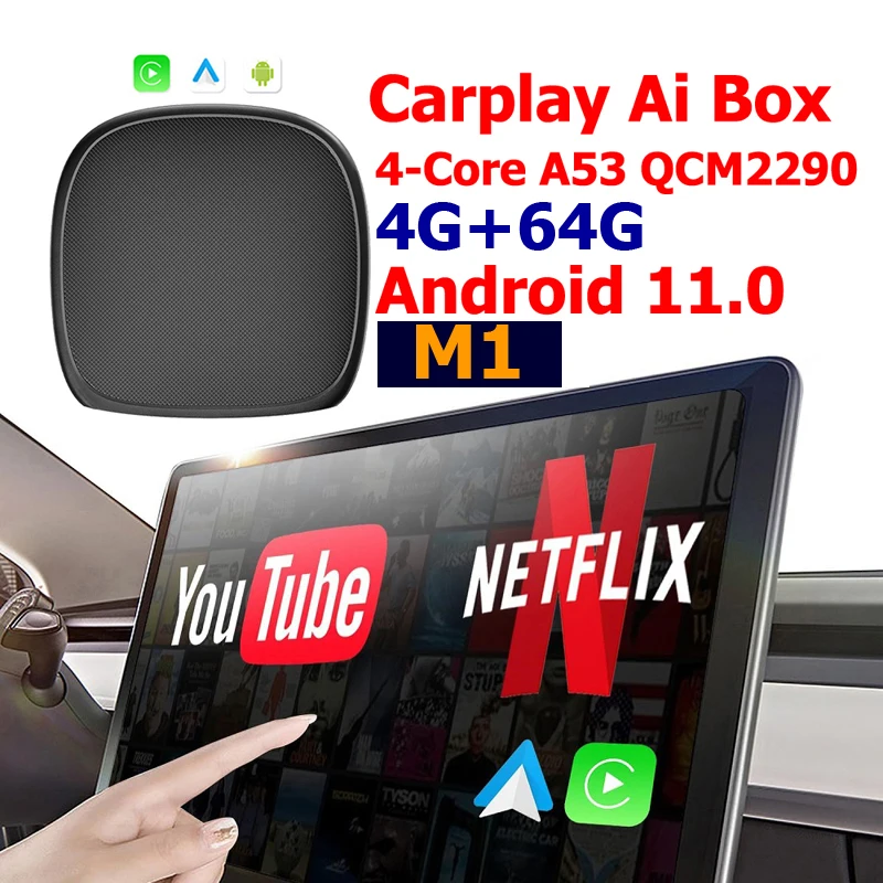 Best Android 11 3 in 1 M1 Ai Box 4g LTE GPS 4+64G Car Play Wireless Carplay Adapter dongle wired to wireless carplay for apple