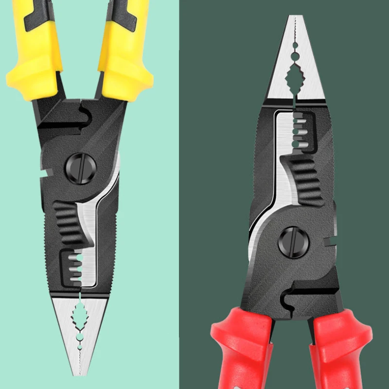 JNZ 9 in 1 Long Nose Pliers Combination Stripper Crimper Pliers Diagonal Hand Tools Electrician Pliers
