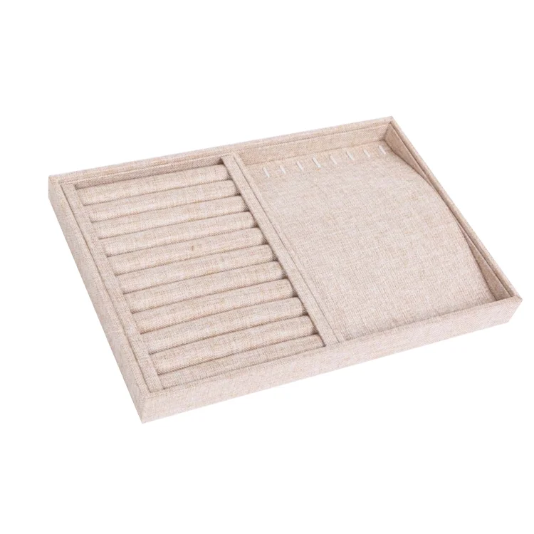 Custom logo 2 in 1 velvet flocking fabric jewelry display ring tray case display necklace box