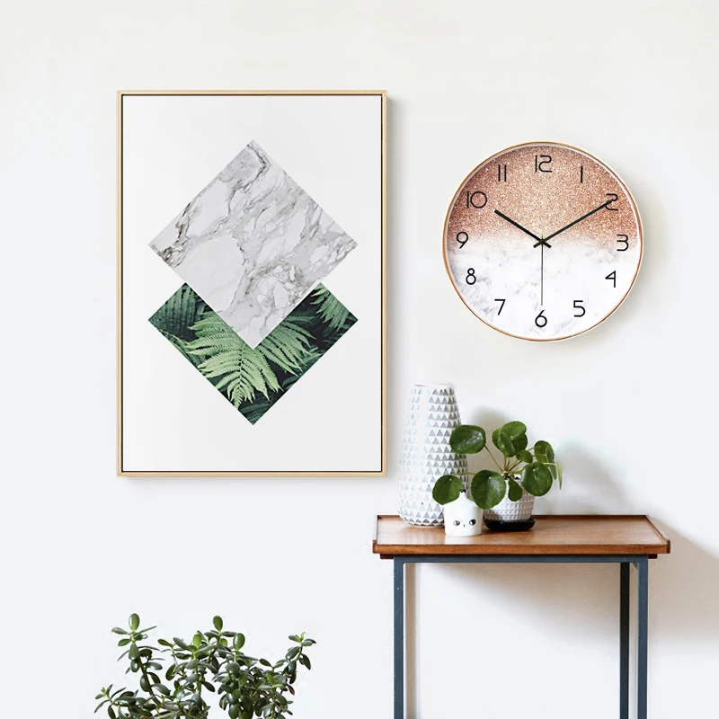 Custom Pattern New Creative Fashion Gradient Color Wall Clock Round Digital Clock Bedroom Living Room Silent Wall Clock