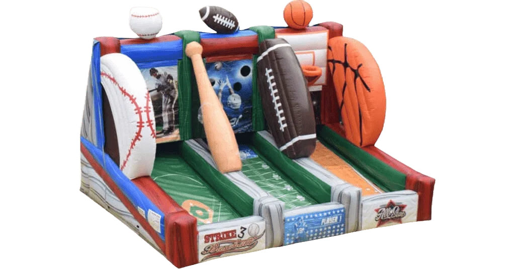 inflatable Baseball, basketball, and football 3-in-1 carnival games 3 in 1 Sports Zone Party rental equipment