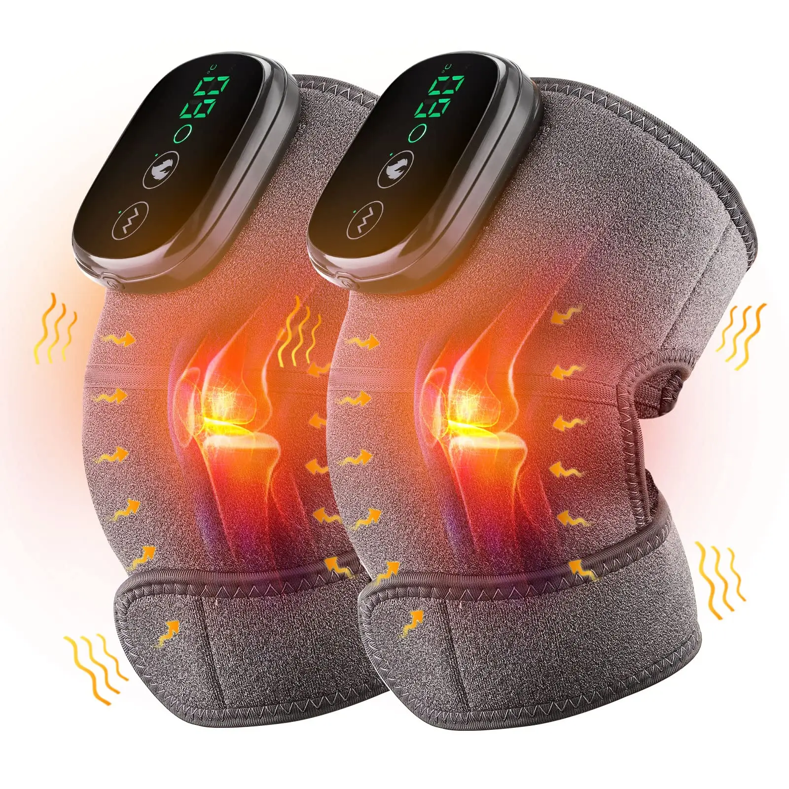 Kopus TECHNOLOGY Cordless Knee Massager 3-In-1 Heated Knee Elbow Shoulder Brace Wrap Vibration Knee Heating Pad