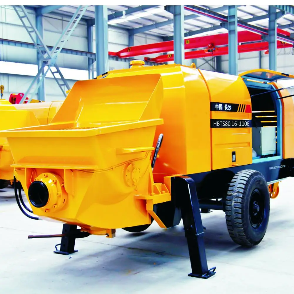 Diesel Stationary Concrete Pump 50M3/h Capacity Mobile Trailer Mounted Concrete Mixer Pump 500m/100m