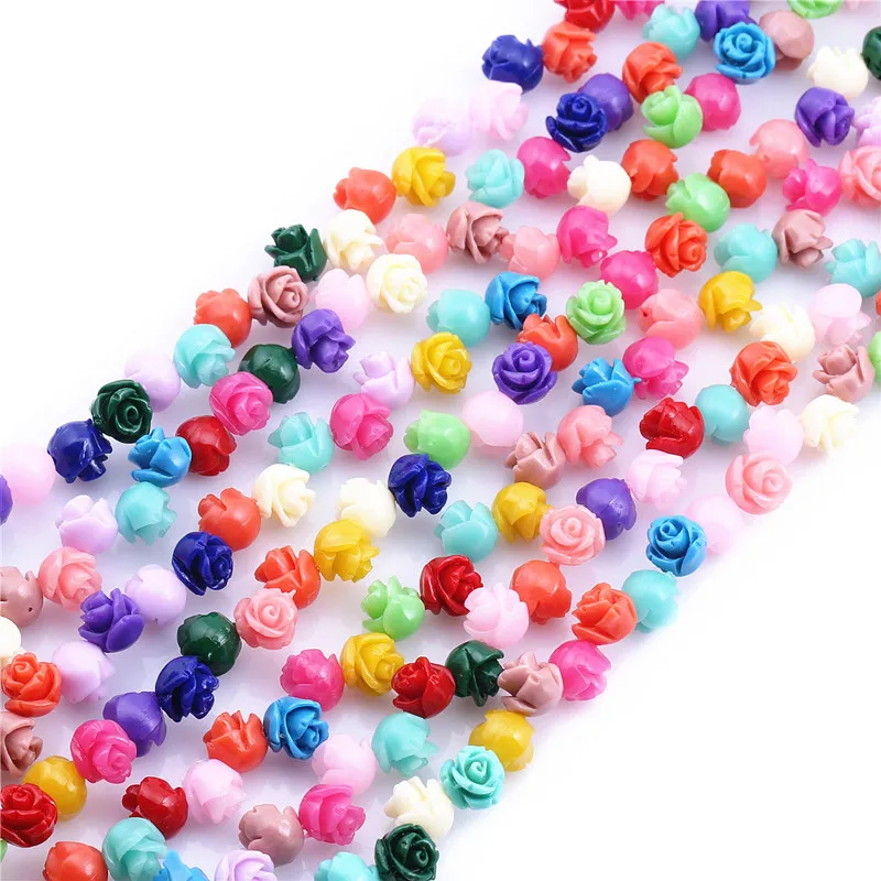 hot selling 16 Colors 8mm Flat Base Resin Rose Flowers Jewelry Beads Buttons, for DIY Crafts Scrapbooking Jewelry Making