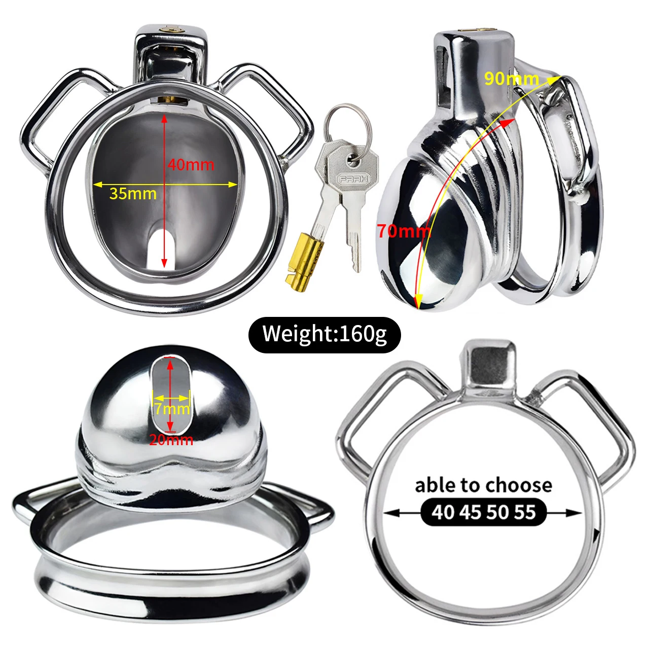 FRRK Penis Shaped Chastity Cage metal male chastity device sex toys for men Cock Lock Cage 304 Stainless Steel  BDSM Adult Toy