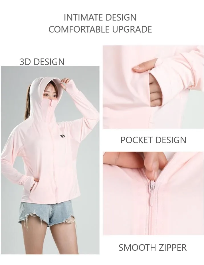 CSP02 Summer Sunshade Hooded sun protection casual outdoor long sleeve custom logo sublimated women rash guard uv clothing