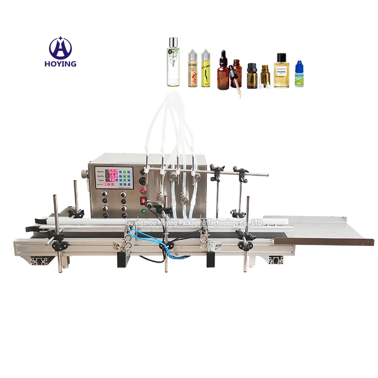 6 Heads Automatic Oral Liquid Essential Oil Solvent Glass Vial Small Bottle Filling Machines With Conveyor For Perfume