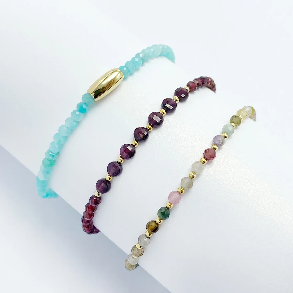 Bestone Hot Sale 3.5mm Garnet Bracelet Natural Stone Bracelet for Women and Girls