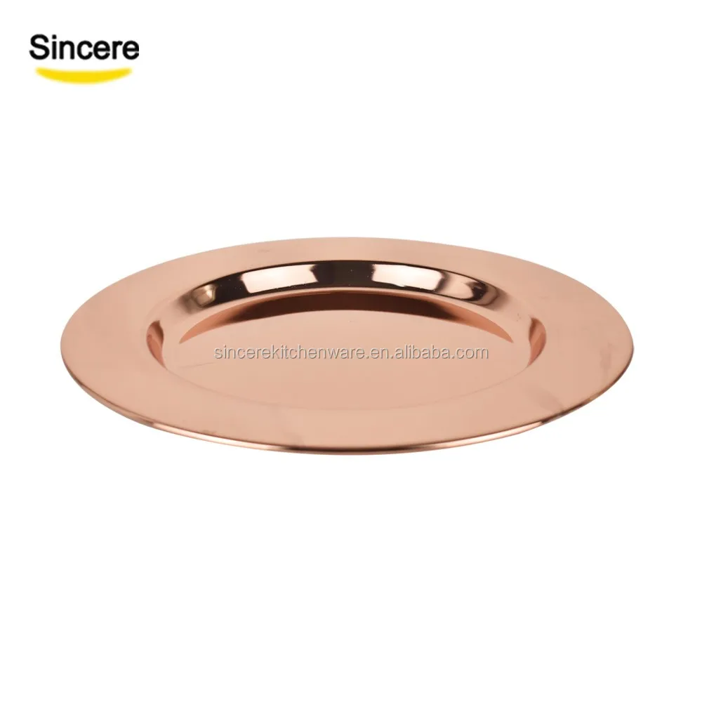 Hot sell stainless steel charger plate rose gold wedding charger plate