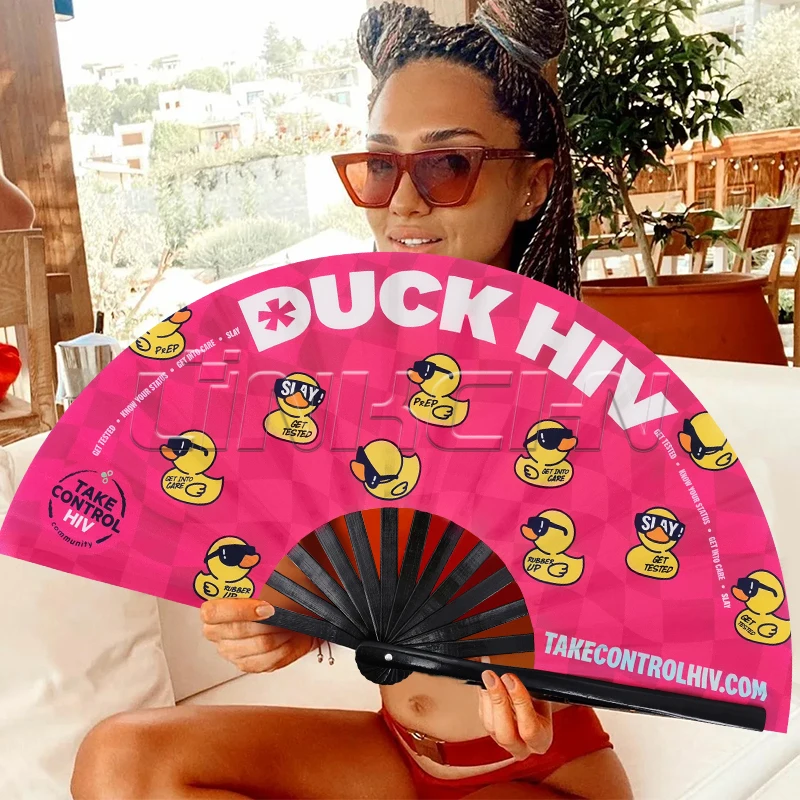 Popular sublimation clack folding fans for business gifts