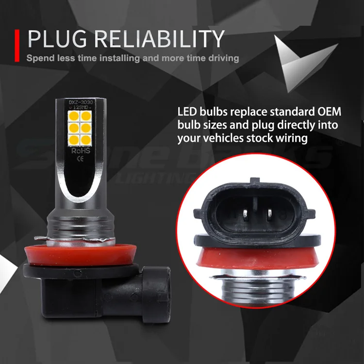 Автомобильный светодиодный 12SMD 3030 H4 H8 H11 H7 H9 H10 H1 9005 HB3 9006 HB4 6000K огни 12000Lm Авто Противо-Туманная фара