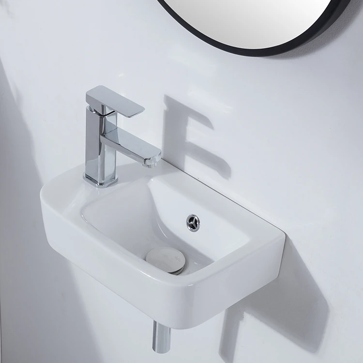 Rectangle hotel modern bathroom ceramic art basin wall hung wash hand mini sink