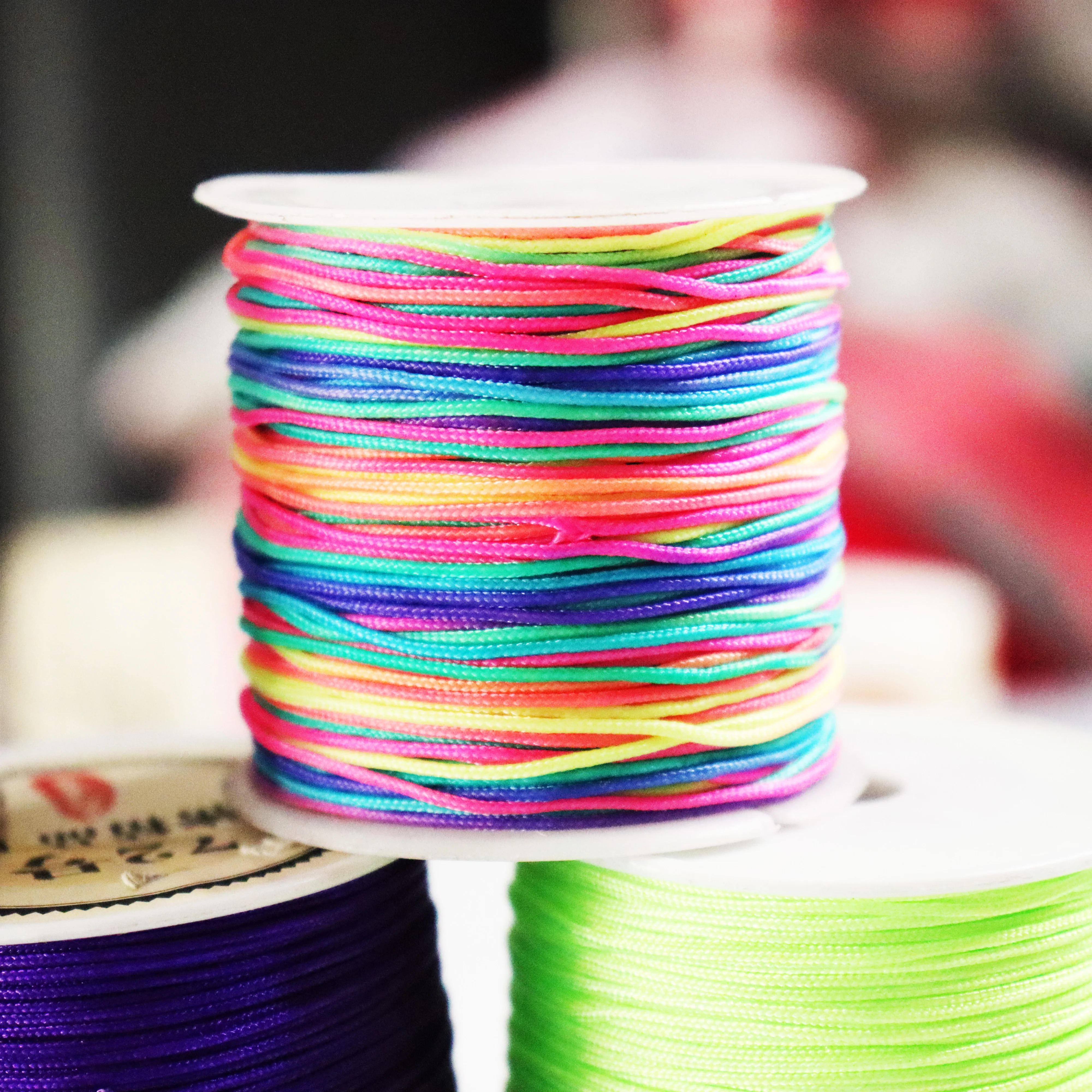 wholesale 2mm nylon yarn colored hand-woven rope Chinese knot yarn accessories DIY bracelet beaded satin cord