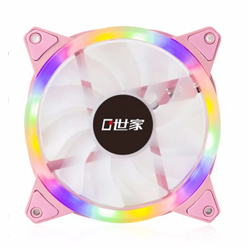 TEUCER Selling Pink white light 120mm pc rgb fan DC 12V  3pin Computer Case Cooling Fan