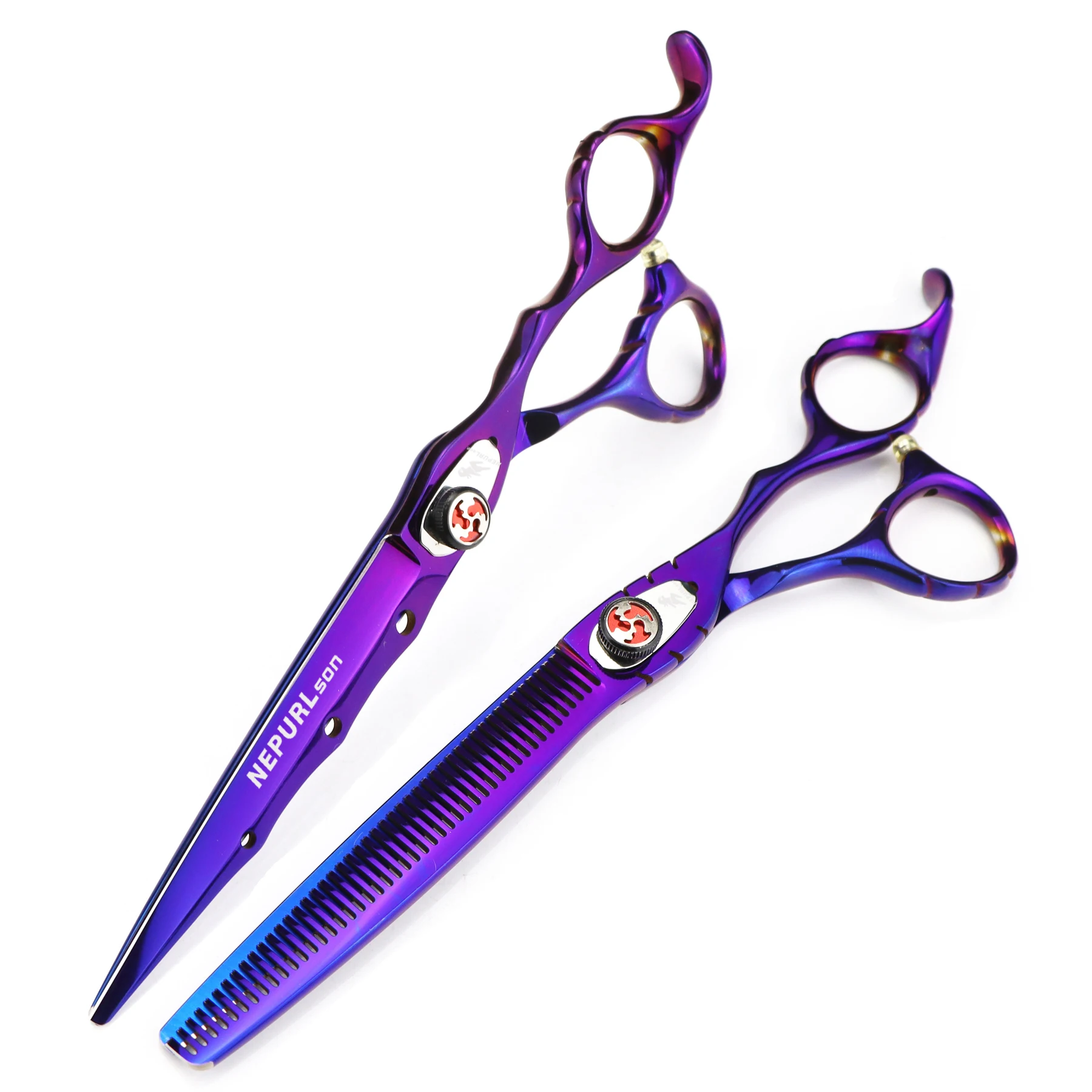 7.0 inch NEPURLson purple  flat cut new style  Elegant Wholesale New Fashion Design Beauty Barber Scissors