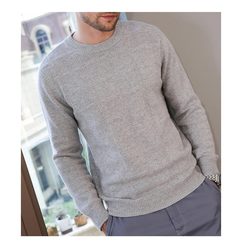 Customized Crew Neck Private Label Cashmere X letter Argyle Sweater For Men.