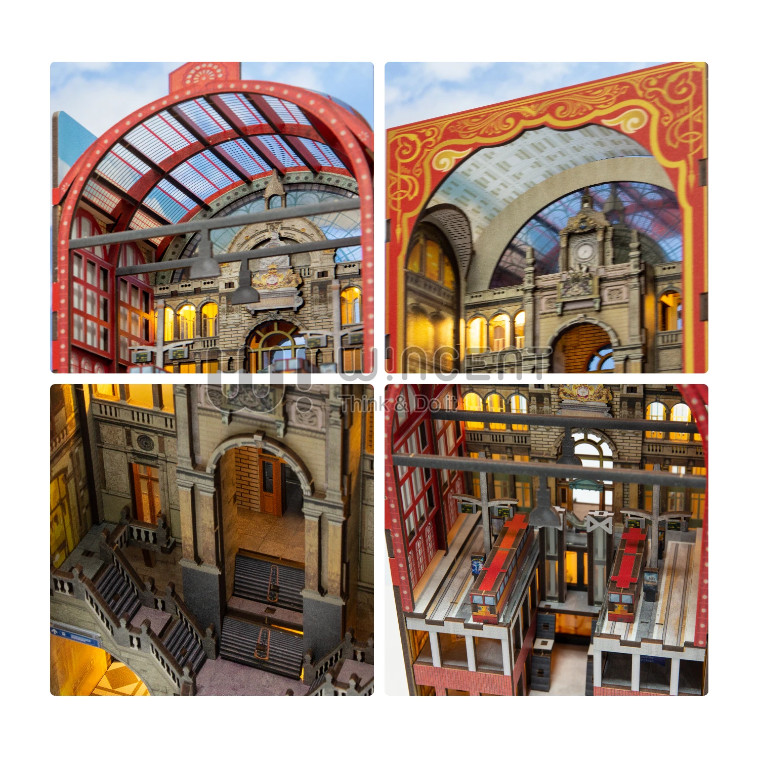 touch switch MDF laser cutting UV printing wooden diy book nook kit other educational toys miniature wooden 3D for kids gifts