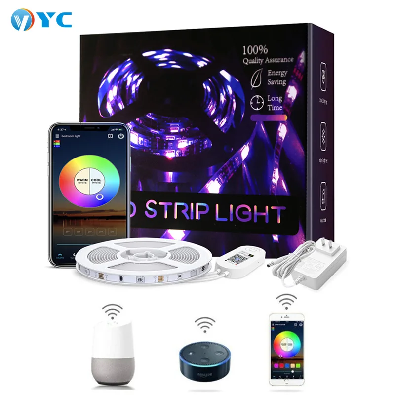 Amazon Alexa Google Home SMD 5050 Wifi контроллер Гибкая световая лента управление через приложение водонепроницаемая светодиодная