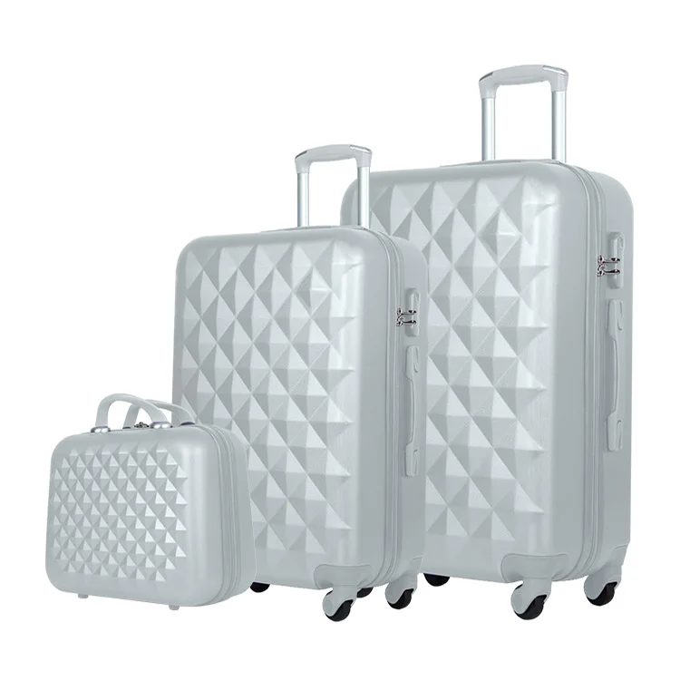 Custom Logo Factory Price  Silver Travel Suitcase Retro 3 Pieces Set Lightweight Travel Luggage